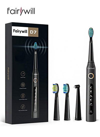 Buy Electric Toothbrush for Adults , 5 Modes Powerful Cleaning Whitening 40,000 VPM Sonic Toothbrush , Rechargeable 4 Hours for 30 Days Usage , 2 Minutes Timer Waterproof IPX7 Black in Saudi Arabia