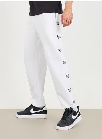 Buy Side Cut & Sew Butterfly Print Relaxed Fit Joggers in Saudi Arabia