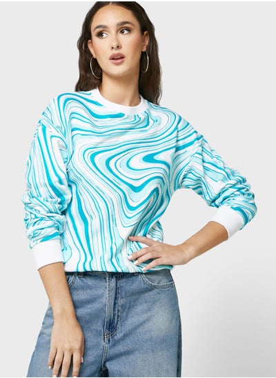 Buy Swirl Print Crew Neck Sweatshirt in UAE