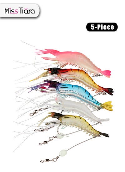 Buy 5 Pieces Lure Shrimp Kit Set Fake Shrimp with Hook and Two of Them are Night Luminous Baits in UAE