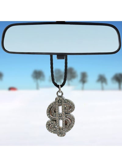 اشتري Car Pendant Fancy Diamond Dollar Logo Fancy Pendant 1 Pcs Car Mirror Hanging Pendant Silver في السعودية