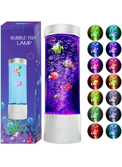 اشتري Bubble Fish Lava Lamp | Desktop Sensory LED Bubble Lamp | Color Changing Aquarium lamp | Artificial Fish Tank with Moving Fish, Sea Horse, Jellyfish | Gift for Kids, Adults, ADHD & Autism في الامارات