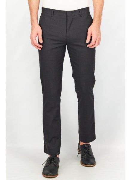 اشتري Men Regular Fit Textured Dress Pants, Navy في السعودية