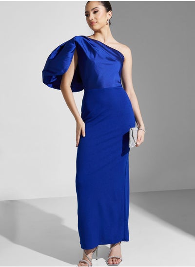 Buy Hadia Ghaleb One Shoulder Gown With Balloon Sleeve in UAE