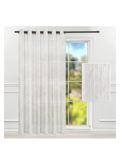 Buy Intex Curtains House Linen Curtains For Living Room, Natural Semi Sheer Curtains & Drapes With Random White Stripes - Steel Grommets - One Piece in Egypt