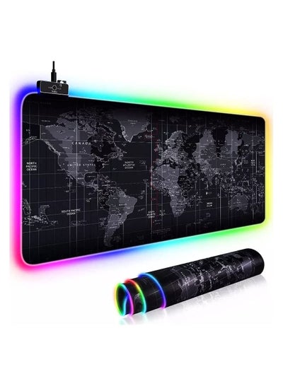 Buy World Map Gray Gaming Mouse Pad - XXL Extended Size - RGB- Anti Slip Base - Speed Edition in Egypt
