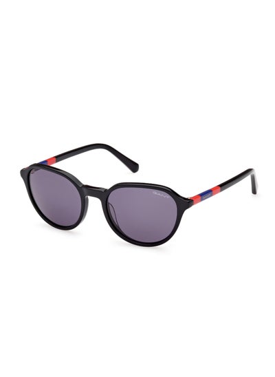 Buy Men's UV Protection Round Shape Acetate Sunglasses GA722401A53 - Lens Size: 53 Mm - Shiny Black in UAE