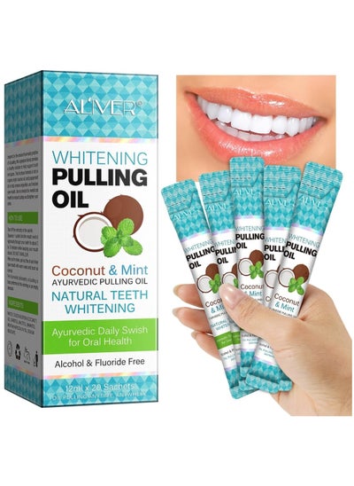 Buy 20 Pieces Natural Coconut Oil Pulling Mouthwash Sachets 12ml Each Teeth Whitening & Reducing Bad Breath Coconut Pulling Oil for Oral Health Reduce Bad Mouth Odor Cavity & Gums Sensitivity Unisex in UAE