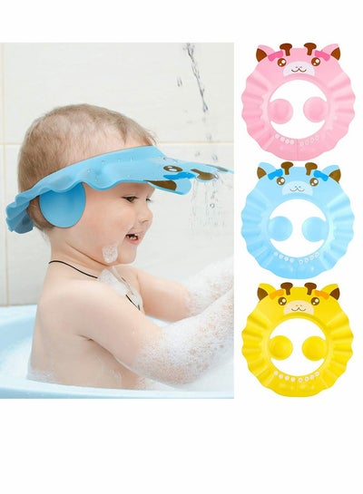 Buy Baby Shower Cap, Adjustable Baby Bath Visor, Infant Bathing Protection Cap, Safe Shampoo Shower Hat with Ear Protection, Baby Hair Washing Aids, for Baby Toddler Children Kids, 3 Pieces in Saudi Arabia