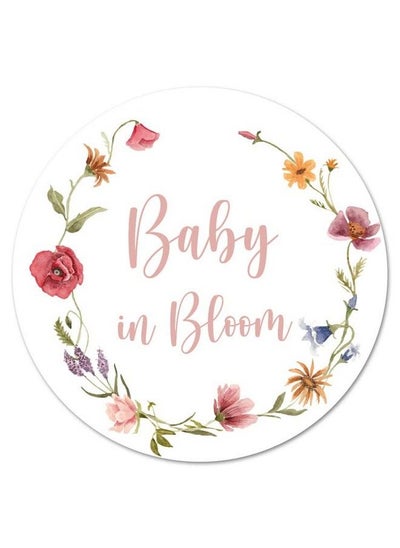 Buy 1.5" Round Baby In Bloom Baby Shower Favor Stickers Set Of 60 (Wildflower) in UAE