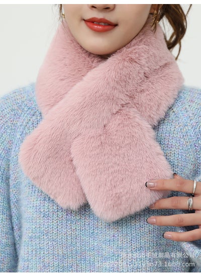 Buy Faux Fur Plush Rex Rabbit Fur Scarf Cute Student Scarf Winter Womens All-match Cross Scarf Double-sided Thickened WarmBean paste Bean paste in UAE