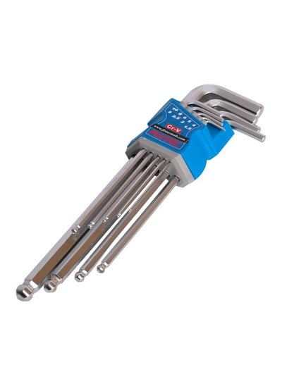 Buy 9-Piece Ball Point CR-V Hex Key with Extra Long Arm Wrench Set in UAE