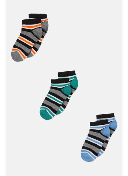 اشتري Kids Boy 3 Pairs Stripe Ankle Socks, Black Combo في الامارات