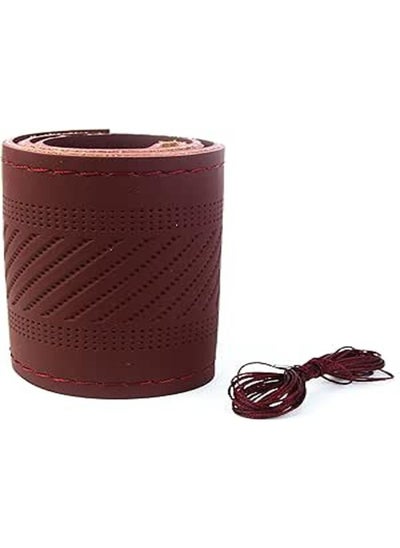 Buy Leather Steering Wheel Cover, Breathable Non-Slip Design, Soft and Comfortable Feeling, Stitch on Wrap - Burgundy in Egypt