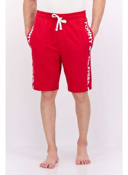 Buy Men Brand Logo Drawstring Pajama Shorts, Red Combo in UAE