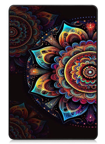 اشتري Protective Flip Case For Samsung Galaxy Tab A9 With Trifold Stand Auto Wake Sleep Shockproof Cover Colourful Side Flower في الامارات