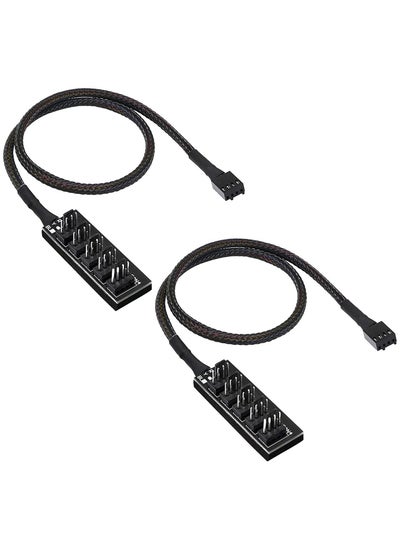 اشتري 2PCS PWM Fan Hub for PC CPU Cooling, 4 PIN/3PIN Fan Power Cable Hub Splitter Sleeved PWM Case Fan Splitter with Sleeved Cable for Desktop Computer Cooler Case Fans 1 to 5 Way (15.7 Inch) في السعودية