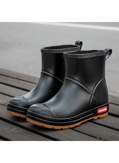 اشتري New Couple Rain Boots Non-slip Durable Fishing Waterproof ShoesBlack Black في السعودية