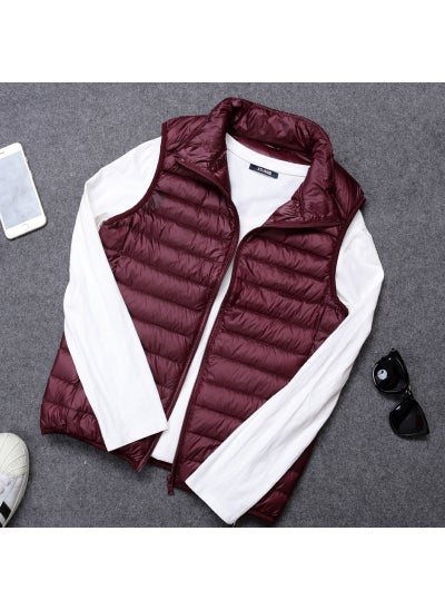 اشتري 2023 Mens Lightweight Down Vest Casual Plus Size Autumn Wine Red men's vest في السعودية