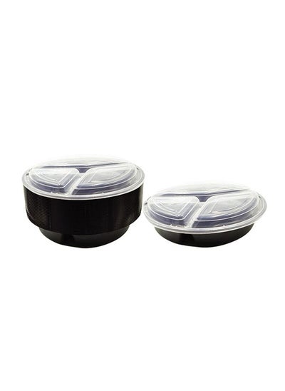 Buy Microwave Container Black Round With Lid 348 Ounces Pack of 24 Pieces. in UAE