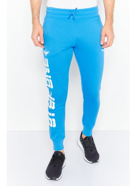 Buy Men Sportswear Fit Drawstring Training Sweatpants, Blue/White in UAE