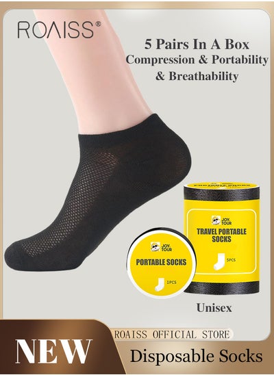 Buy 5 Pairs Disposable Compressed Socks for Women and Men Portable Throwaway Cotton Short Socks Sweat Absorbent and Breathable Ankle Sock for Sports Business or Travel in UAE