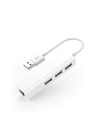 Buy 3-Port USB 2.0 Hub with Fast Ethernet Adapter RJ45 Network Extender Compatible 2009 2015 MacBook Air Mac Pro Previous Generation Surface Chromebook Stable Driver Certified White in Saudi Arabia