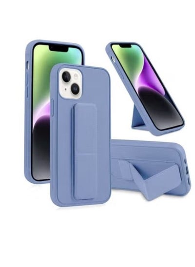 Buy Protective Case Cover With Finger Grip Stand For iPhone 14 Sky Blue in Saudi Arabia