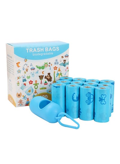 Buy 180-Piece Disposable Diaper Bag Refills with Dispenser, Safe and Odour Control Biodegradable Baby Nappy Sacks for Collecting Nappies and Garbage, Blue in Saudi Arabia