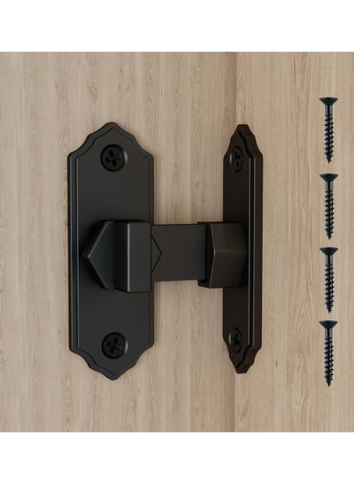 Buy Barn Door Lock Latch – 90-Degree Barn Pet Baby Door Latch Slide Lock – Home Security Door Lock for Bathroom, Garage, Bedroom, Cabinet, Barn – Durable Zinc Alloy Security Door Lock (Black) in Saudi Arabia