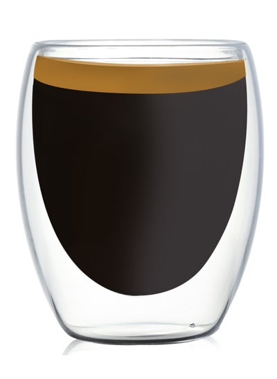 Buy Espresso Double Wall Glass Cup Set Clear 350ml in Saudi Arabia