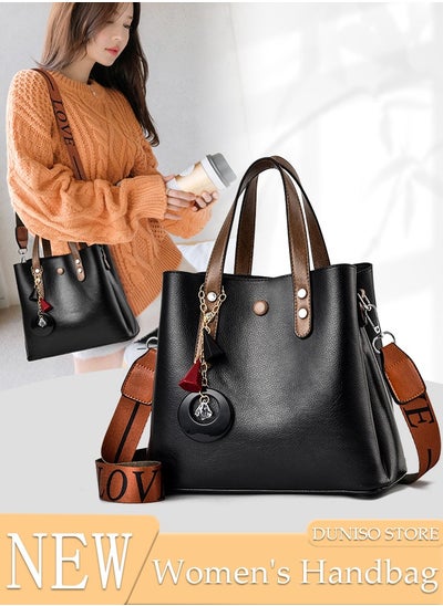 Buy Women's Elegant Tote Bag Handbags with Large Capacity Faux Leather Shoulder Bag Ladies Fashion Designer Satchel Crossbody Bag with Detachable Strap for Ladies in UAE