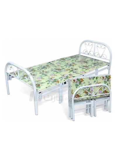 اشتري Foldable and adjustable single bed, heavy duty, with a metal steel bed frame and settings without tools, size 90 * 190cm في السعودية