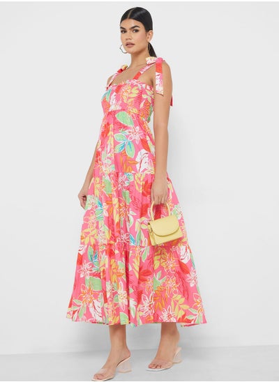 Buy Strappy Dress In Floral Print in UAE