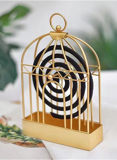 اشتري Vintage Wrought Iron Mosquito Cage Golden Black Bird Cage Mosquito Coil Box Mosquito Coil Holder Home Accessories (Yellow) في الامارات