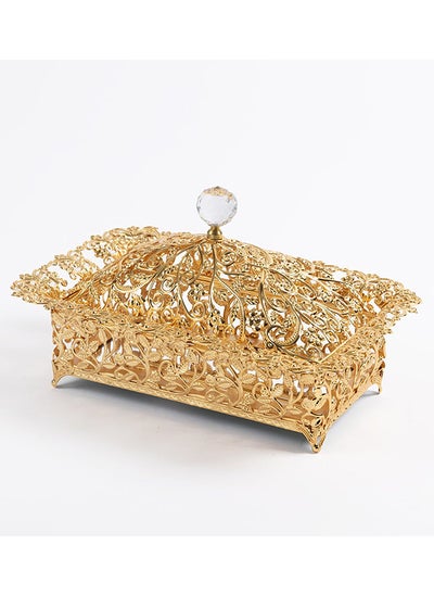 اشتري Roza Rectangle Metal Candy Bowl, Gold - 30x18x17 cm في الامارات