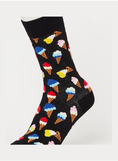 Buy Icecream Print Crew Length Socks in Saudi Arabia