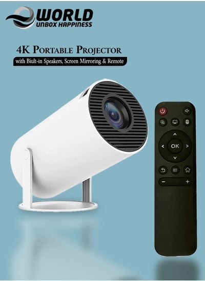 Buy Immersive 4K Smart Portable Projector with Built-In Speakers, Screen Mirroring, and Advanced Connectivity Features for HD Home Cinema Experience in UAE