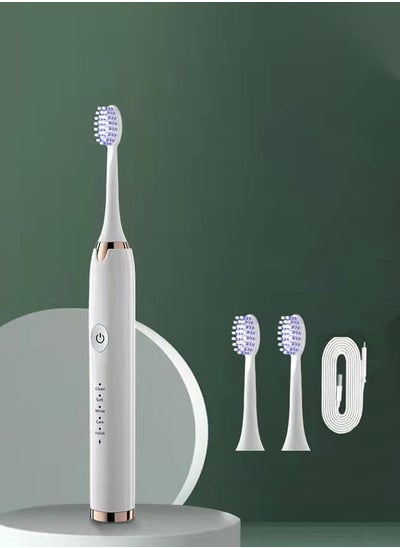 Buy Rechargeable Sonic Electric Toothbrush High-frequency Vibration IPX6 Waterproof Power Toothbrush 5 Modes Adjustable and Smart Electric Toothbrush with 3 Detachable Soft-bristle Brush Heads in Saudi Arabia