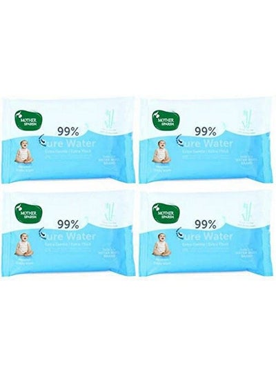 Buy Thick Fabric Baby Water Based Unscented Wipe (Blue 10 Wipes) Pack Of 4 in Saudi Arabia