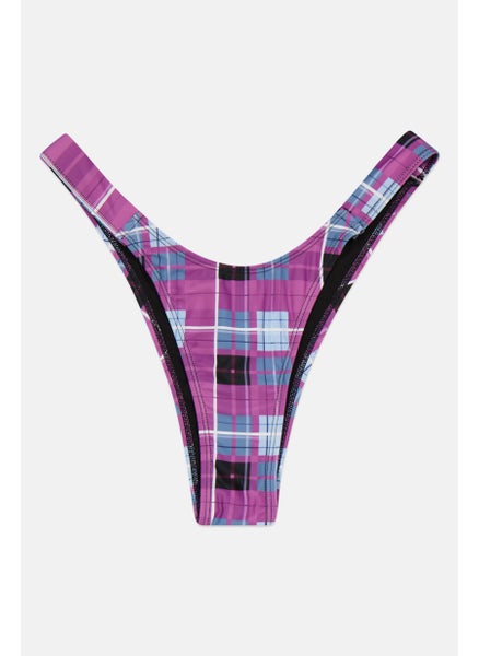 اشتري Women Plaid Bikini Bottom, Purple Combo في الامارات