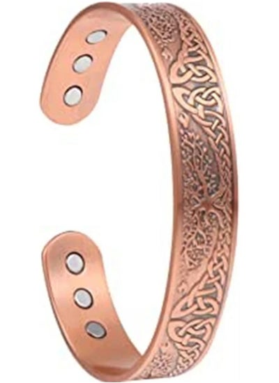 اشتري Copper Magnetic Bracelets for Men Women with Healing Magnets, Tree of Life Pattern, 99.99% Pure Solid Copper Therapy Cuff Bangle, Health Jewelry Gift في السعودية