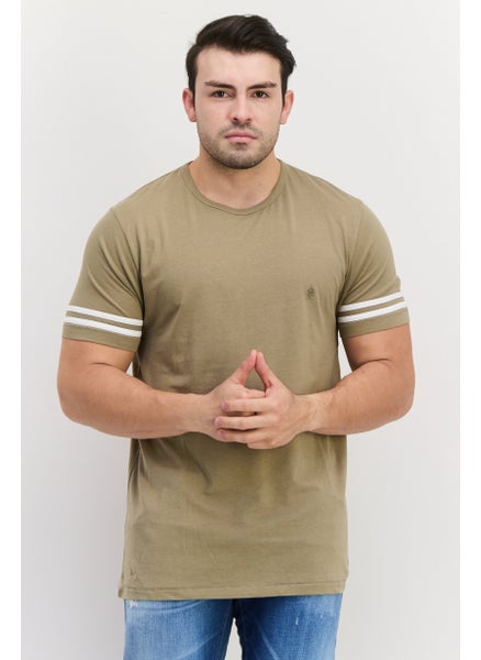 اشتري Men Crew Neck Short Sleeve Plain T Shirt, Olive في الامارات