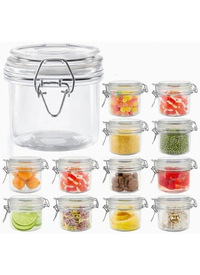 اشتري Clear Glass Airtight Clip Jar With Glass Lid 200Ml 9X9X9 Cm Set Of 12  Pieces في الامارات