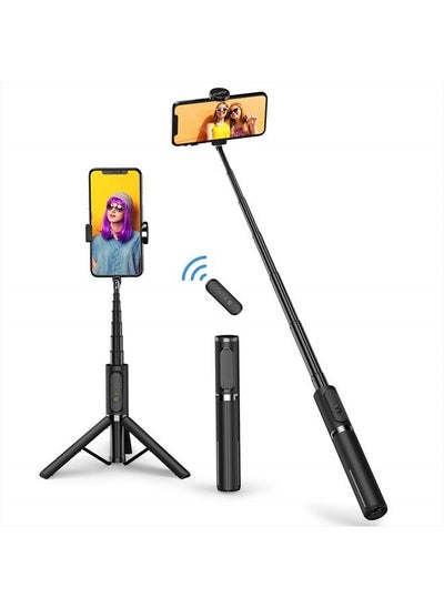 اشتري Bluetooth Selfie Stick Tripod, Extendable 3 in 1 Aluminum Selfie Stick with Wireless Remote and Tripod Stand 270 Rotation for iPhone 13/12/11 Pro/XS Max/XS/XR/X, Samsung and Smartphone Black في الامارات