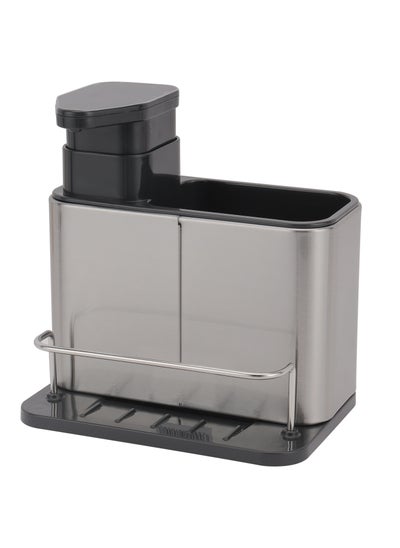 Buy Royalford Sink Caddy- RF12242| Versatile Refillable Dispenser for Liquid Soap, Innovative Design with Sponge, Scrubber Holder| Effortless Dispensing, Perfect For Kitchen Use| Silver and black in Saudi Arabia