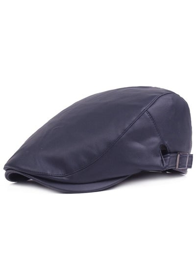 Buy Leather Beret Winter Leather Warm Leather Hat Blue in UAE