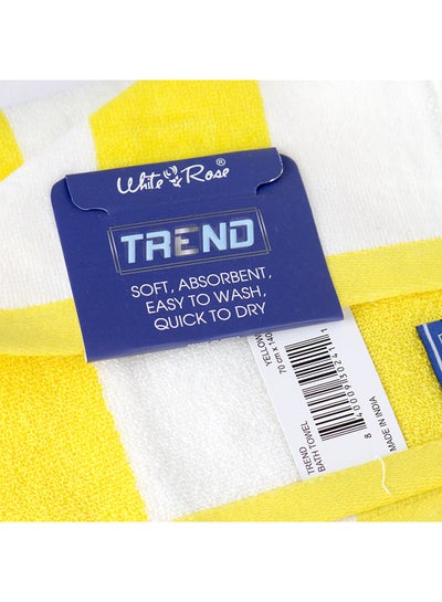 اشتري 4 Piece Bathroom Towel Set TREND 450 GSM 100% Cotton Velour 4 Bath Towel 70x140 cm Red & Yellow Color Modern Stripe Design Luxury Touch Extra Absorbent في الامارات