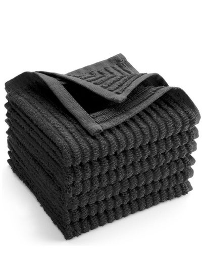 Buy Signoola Multi-Purpose Towel Set Of 4 Pcs 30 x 30 cm Black stripe, 100% cotton in Egypt