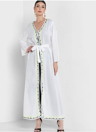 Buy Embroidered Belted Abaya in UAE